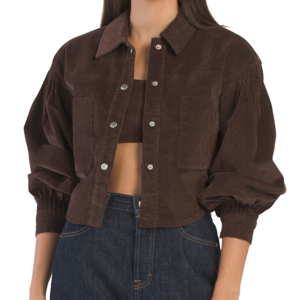 NWT Avec Les Filles Corduroy Shacket and Top Set in Chocolate